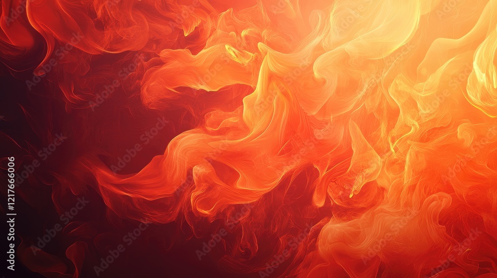 Poster abstract orange and red flames with flowing smoke patterns on a dark background copy space