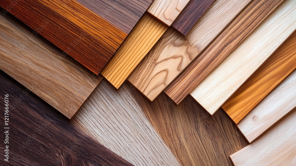 Aufkleber variety of wooden textures and colors displayed in fanned arrangement with copy space for text usage