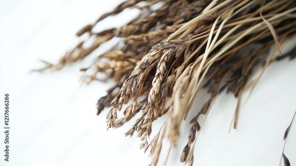 Poster dried brown grasses arranged on a light background with copy space for text placement.