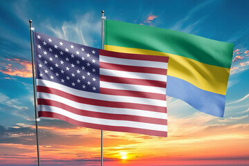 The flags of the United States and gabon-are symbols of international relations
