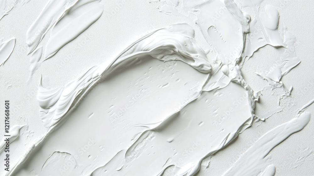 Poster isometric liquid texture of white paint on canvas creating an abstract background with smooth flows 