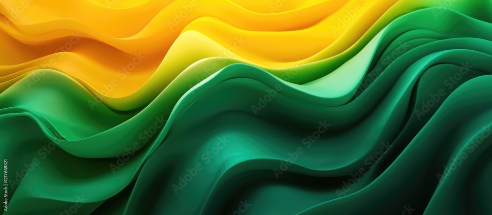 Poster gradient abstract background in bright green and yellow with wavy texture and space for text placeme