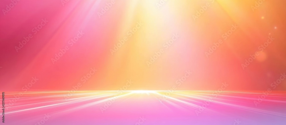 Poster vibrant gradient light rays on holographic background with clear space for text and graphics