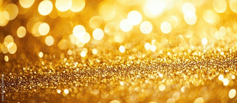 Poster radiant gold bokeh texture with soft blurred circles perfect for elegant background or text overlay 