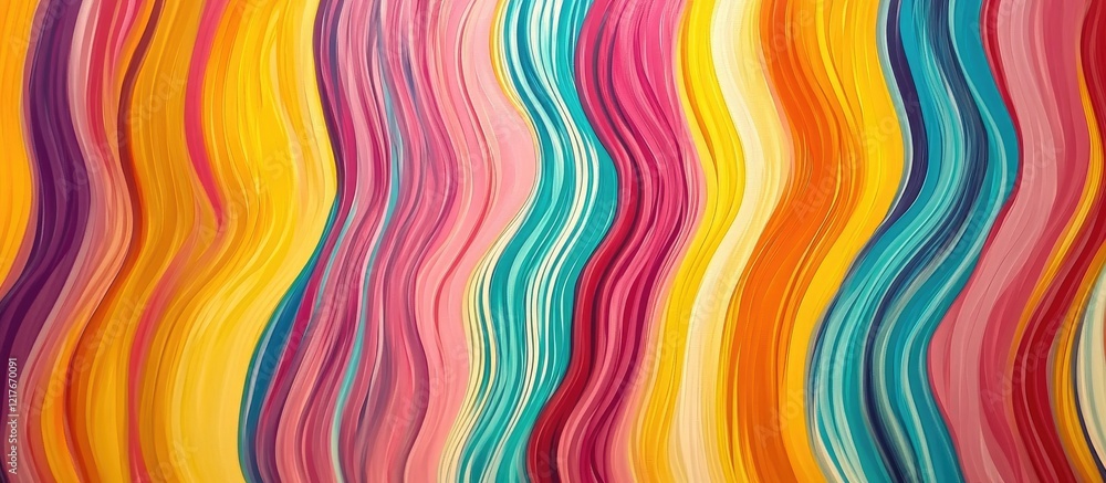 Poster colorful abstract waves on canvas with text space for creative designs and artistic projects