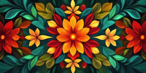 Vibrant Floral Design With Striking Color Palette