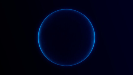 Simple blue abstract smoothly moving blurred energetic sphere on dark futuristic  background. Bright background with looped energy orb of blurred  particles. 