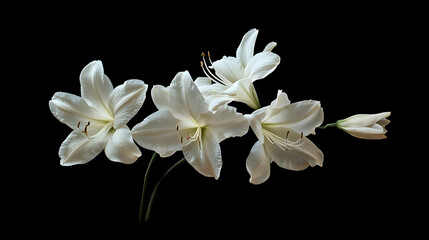 Daylily Blooms Against Black Backdrop, Radiating Simplicity and Splendor.illustration