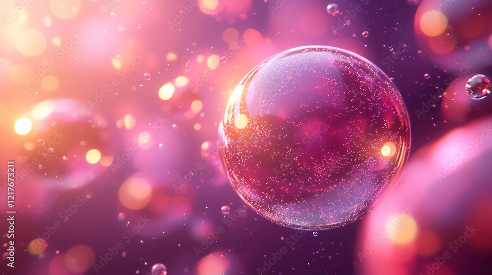 Aufkleber luminous pink bubbles float gently against a dark background creating a sense of cleanliness and eth