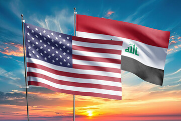 The flags of the United States and iraq are symbols of international relations