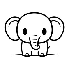 cute cartoon vector of a baby elephant with oversized ears