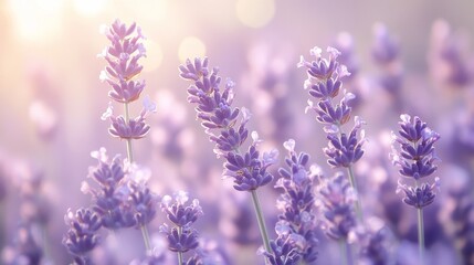 Obraz premium Lavender Flowers in Soft Sunlight Close-Up