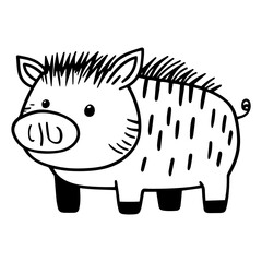 playful minimalist vector of a baby wild boar in a fun design