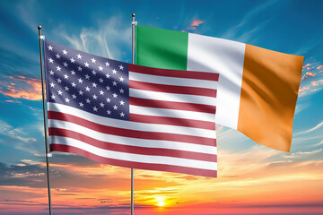 The flags of the United States and ireland are symbols of international relations