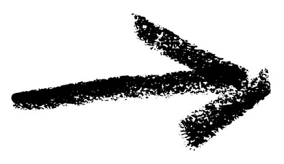 Bold grunge black arrow pointing right with textured details. Vector illustration ideal for creative designs and navigation.