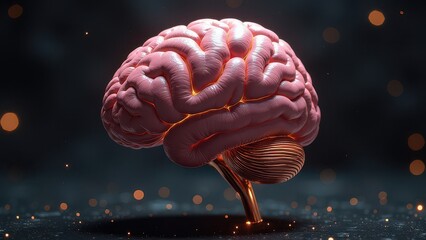 Human Brain on a Dark Background