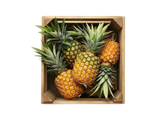 pineapples in a wooden box