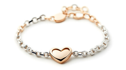 Obraz premium ? Custom engraved couple?s bracelet with heart-shaped charm isolated on white background in HD