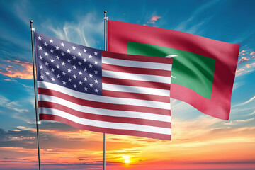 The flags of the United States and maldives are symbols of international relations