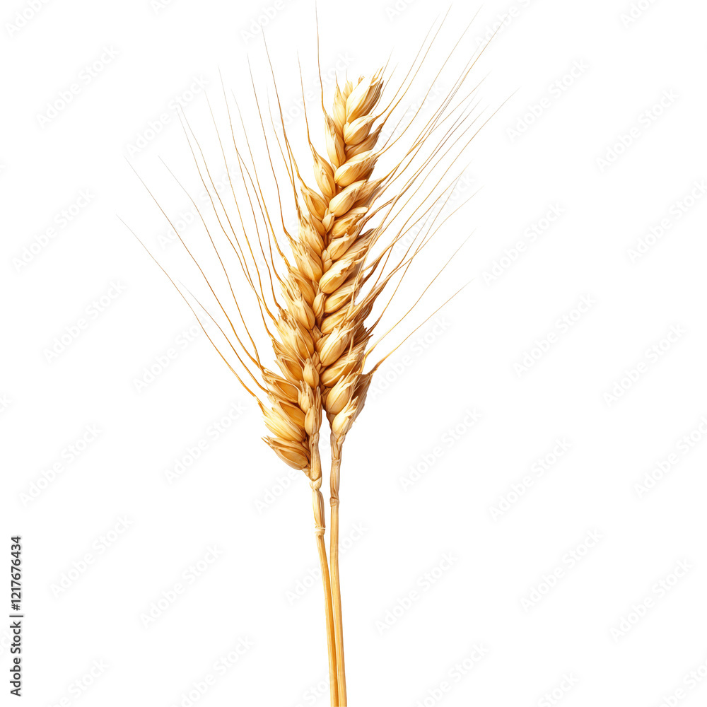 Poster wheat ear isolated on a solid transparent background showcasing its golden grains and delicate struc
