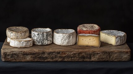 Artisan Cheese Selection on Rustic Wooden Board