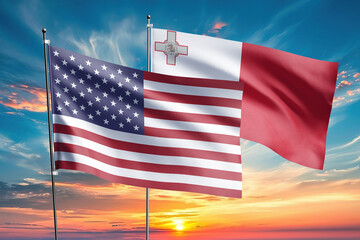 The flags of the United States and malta are symbols of international relations
