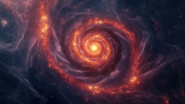 An intricate spiral scatterplot with glowing neon particles