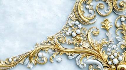 Elegant Gold and White Ornate Floral Design