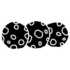 three cookies hand drawn doodle glyph icon