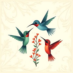 Obraz premium Stylized Hummingbirds image