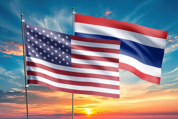 The flags of the United States and thailand are symbols of international relations