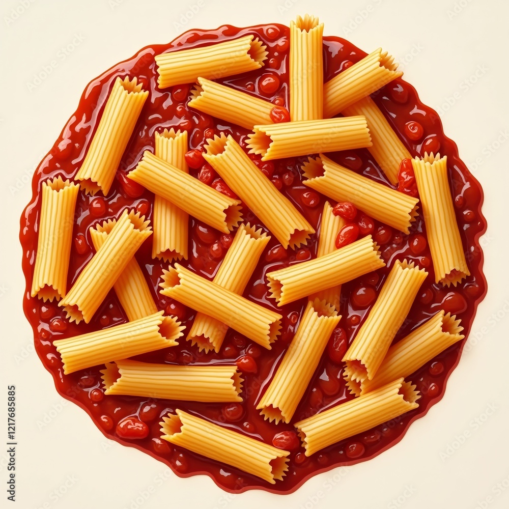 Poster the image is a circular plate with a red sauce on it. the sauce appears to be tomato-based and has s