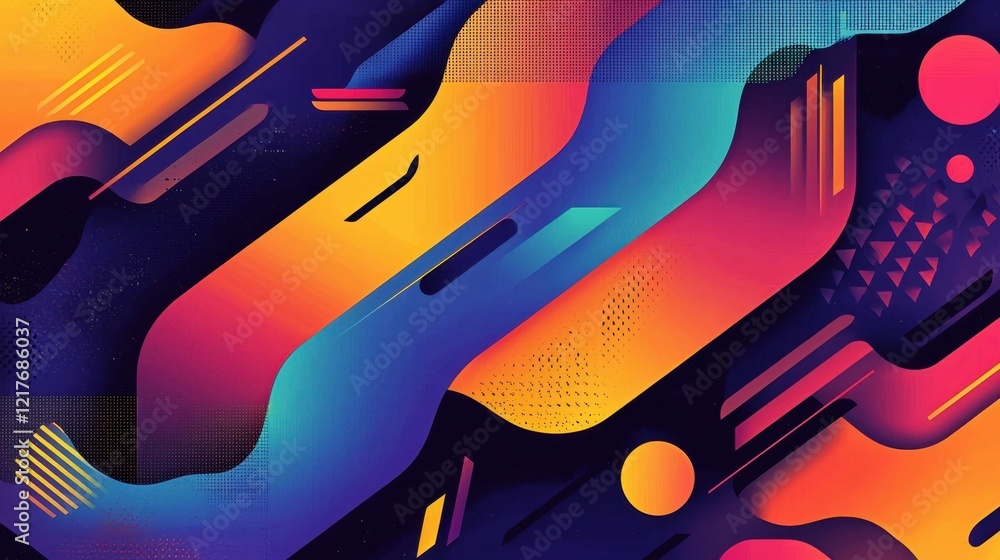 Poster a colorful abstract background with a lot of different shapes and lines