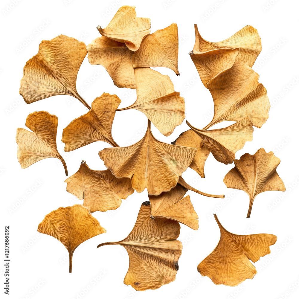 Aufkleber ginkgo seeds scattered on a transparent background highlighting their distinct shape and texture in 