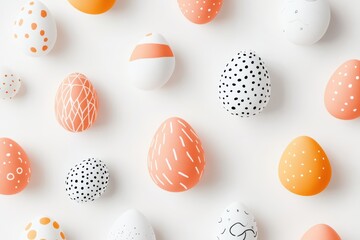 A vibrant display of uniquely designed painted eggs adorning a wall, celebrating the spirit of Easter.