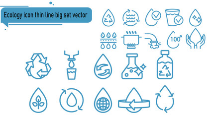 Ecology icon thin line big set vector