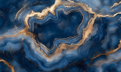 Fototapeta premium Elegant Abstract Blue and Gold Texture with Fluid Marble Effect and Metallic Veins