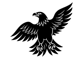 eagle black silhouette vector, Simple silhouette Design vector icon with white background. Wild Animal Vector.	