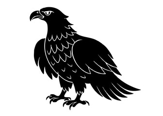 eagle black silhouette vector, Simple silhouette Design vector icon with white background. Wild Animal Vector.	