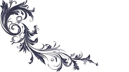 Fototapeta premium Elegant Swirling Floral Design Corner Ornament