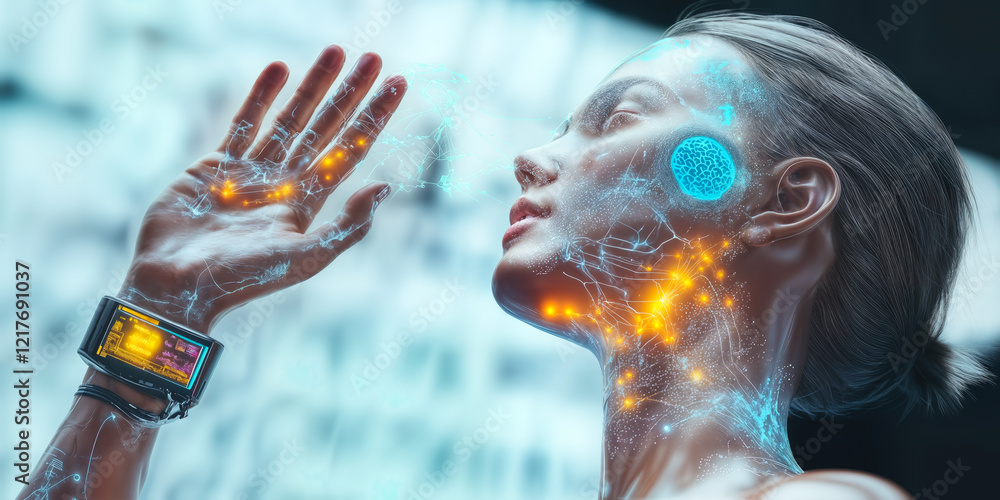 Poster ai neural sensor monitoring brain activity via wrist for cognitive health and performance