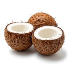  Fresh and Nutritious Coconuts Isolated on White Background: Tropical Fruit for Natural Hydration and Culinary Delights