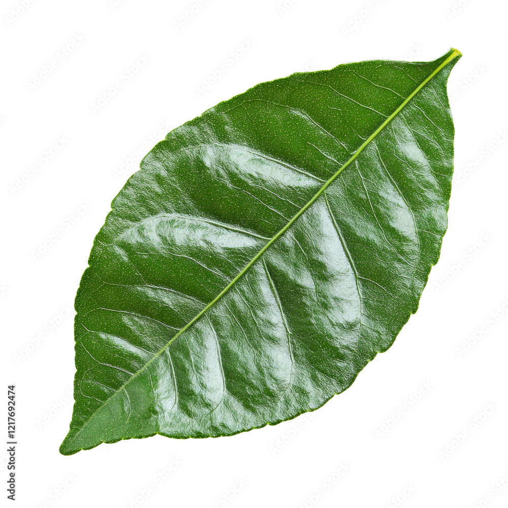 Poster isolated bergamot leaf on a transparent background showcasing its vibrant green color and leaf struc