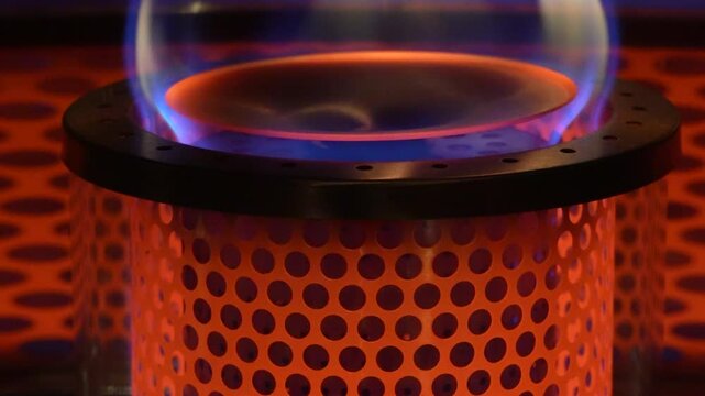 pan of  burner glowing in kerosene stove