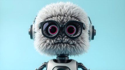 Cute furry robot illustration. Generative AI