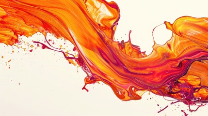 A vibrant orange and red swirl of paint on an off-white background