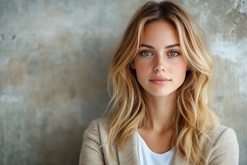 Naklejka premium Attractive businesswoman looking at camera in business office