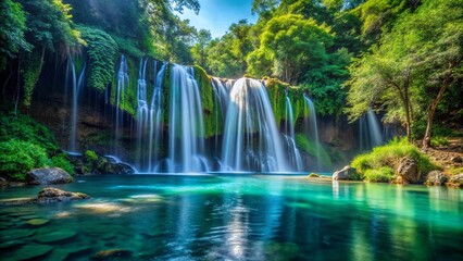 clear-water-falling-beneath-a-waterfall--surrounde 