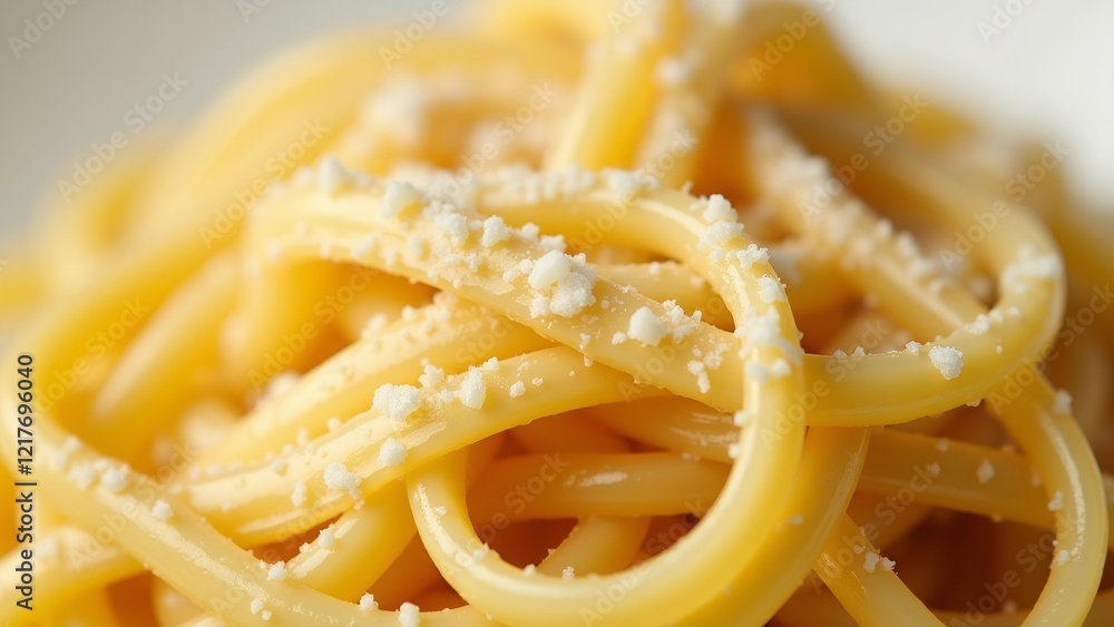 Poster the image is a close-up of a pile of spaghetti. the spaghetti is long and thin, and it appears to be