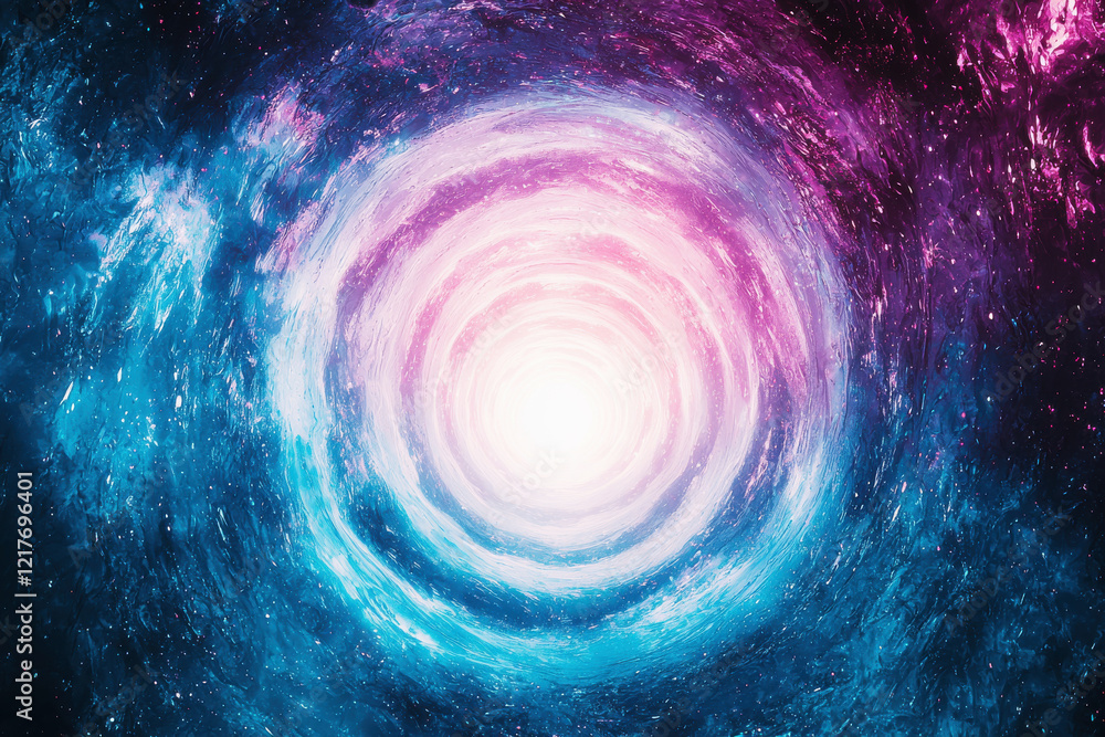Aufkleber radiant cosmic glow with a vibrant radial gradient pattern in blue and purple tones creating an ethe
